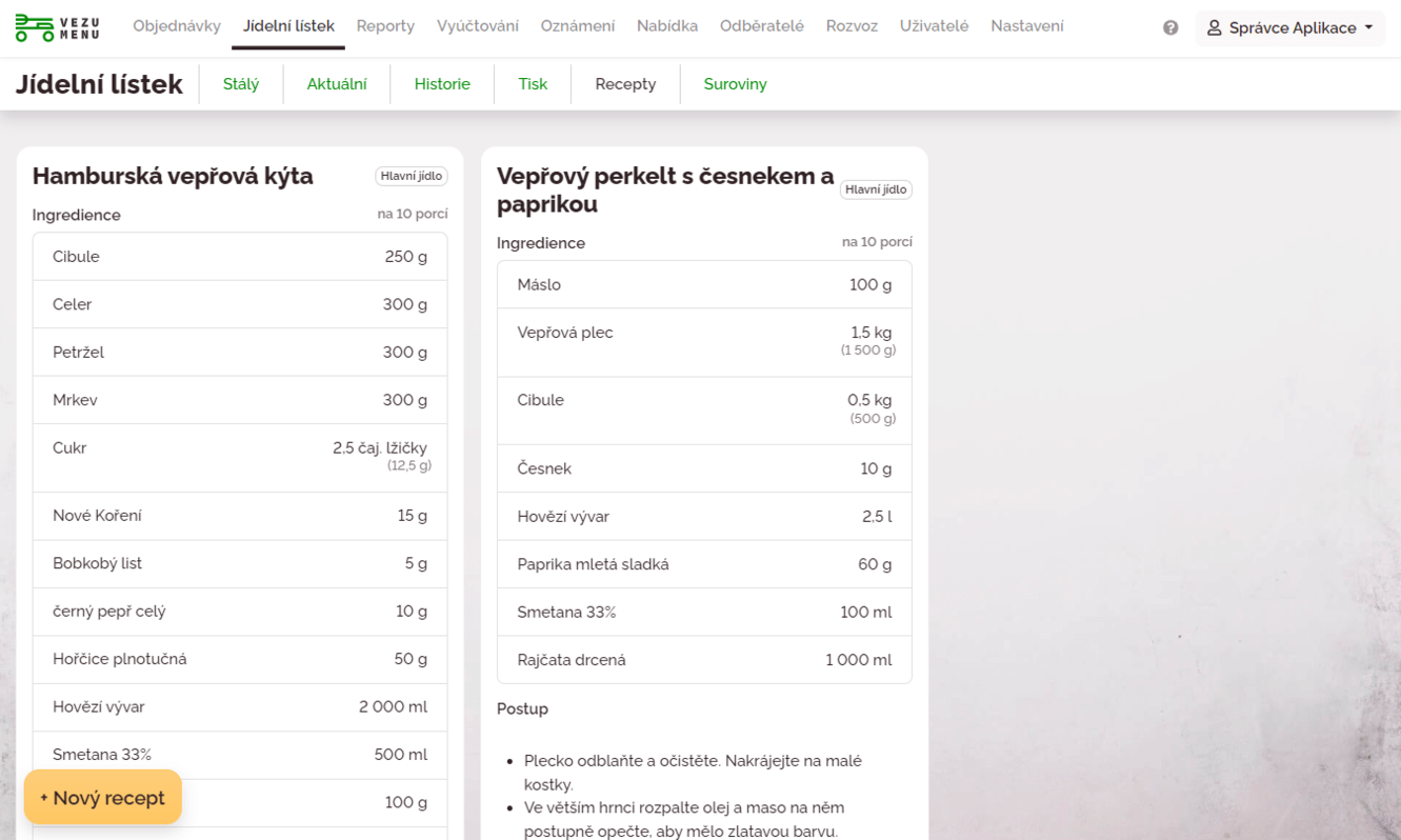 Recepty a normování